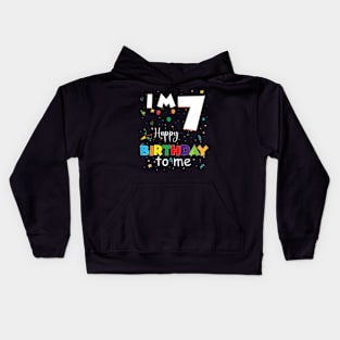 Kids Seven 7Yr 7Th Birthday Happy Birthday Boys Girls 7 Years Old Kids Hoodie